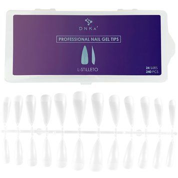PROFESSIONAL NAIL GEL TIPS "DNKa", L-STILLETO/Гелеві тіпси DNKa Л-Стілет 240 PCS NGTLDNKA фото
