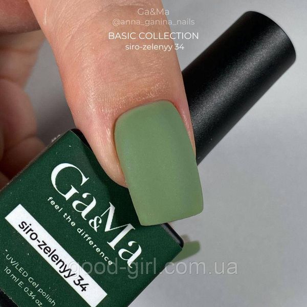 Гель-лак GA&MA Basic collection 034 siro-zelenyy 10мл G034 фото